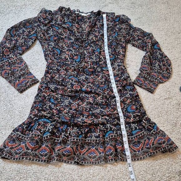 Veronica Beard Jaylene Paisley-Print Ruffle Silk Dress Size 4 - Picture 7 of 9